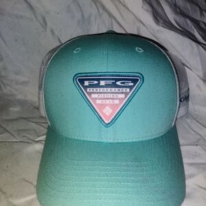 Columbia Aqua and White PFG Mesh Cap